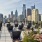 Sundeck positioned in front of the city landscape