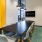 Large conference table with a TV at the end